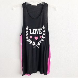 Black & Pink Graphic “Love” Workout Top.